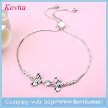 Ajustável fino sliver pulseira abelha cadeia link pulseira fantasia trevo cristal anklet